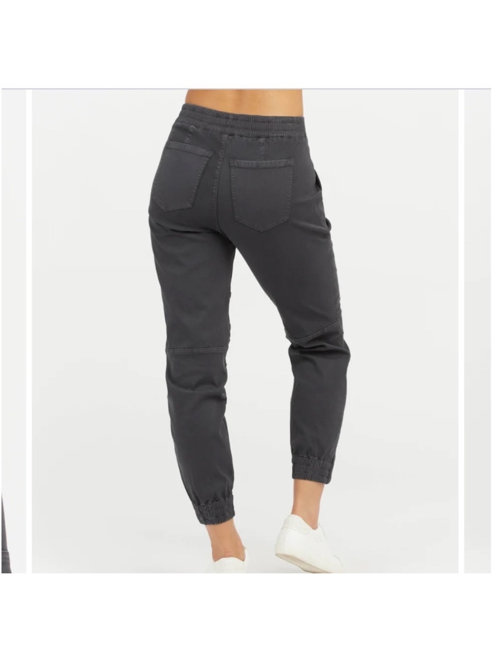 NWT Spanx stretch twill cargo jogger black gray high waist ankle length taper - Picture 2 of 12